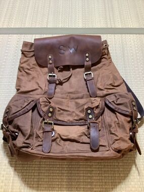 Brown Waxed Canvas & Leather Men’s Backpack